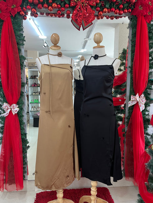 Women Satin Spaghetti Straps Long Dress
